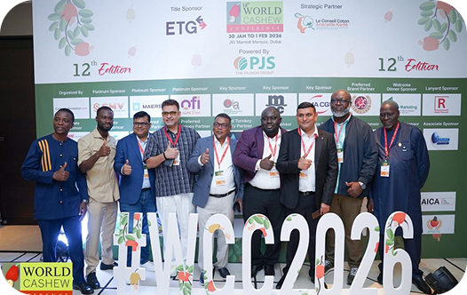 Partners at a conference backdrop